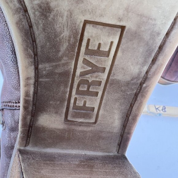 Frye Judith Women Size 10M Cognac Brown Leather Ankle Zip Block Heel Boot - Picture 7 of 15